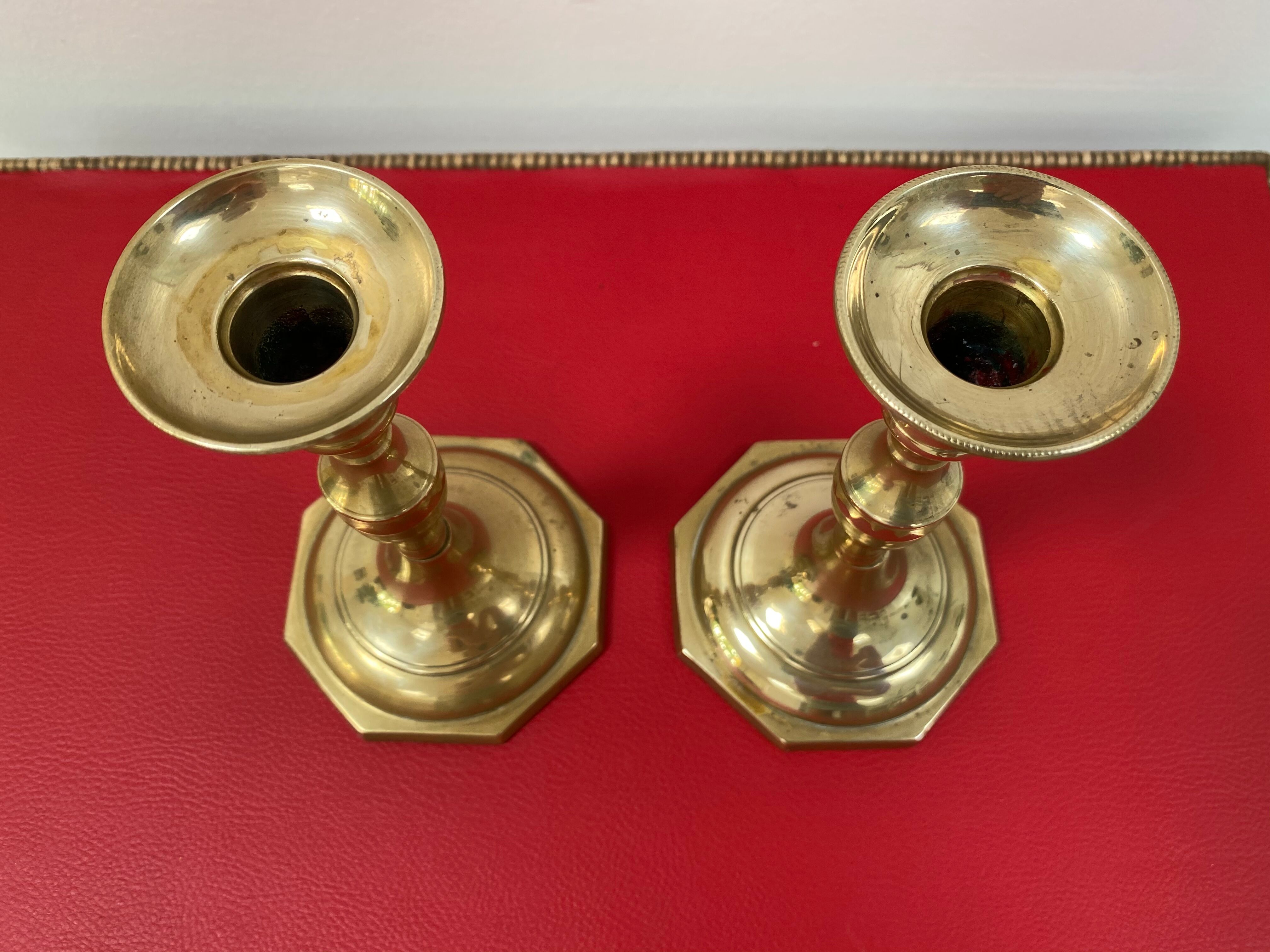 Set of 2 brass candlestick candle holders
