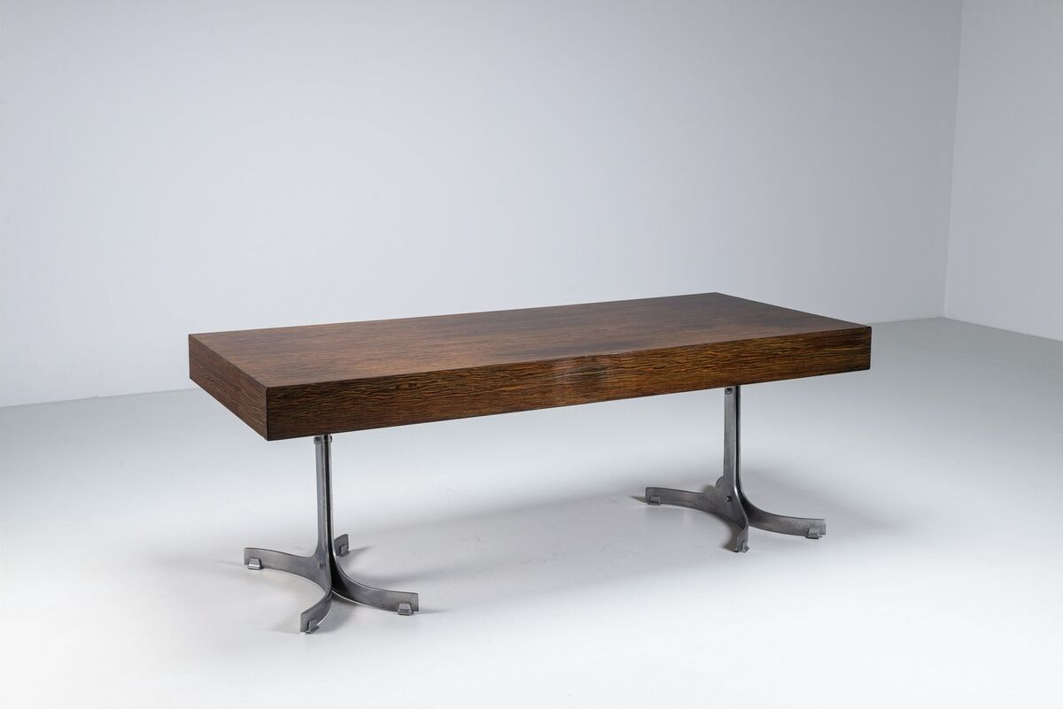 Trau Arredamenti Metallici S.P.A. large desk rosewood Italy 1960