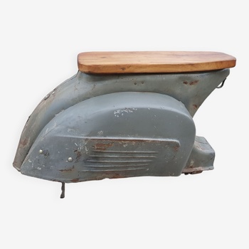 Scooter stool with teak seat