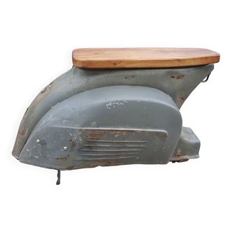 Scooter stool with teak seat