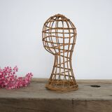 Vintage rattan hat rack