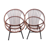 Pair of rattan feet of the 1960s metal shell armchairs