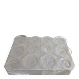 Vintage service of 12 pressed glass plates with bead decoration.