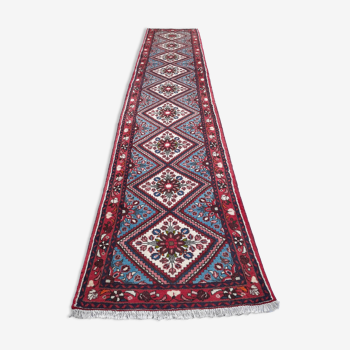 Tapis de galerie persan hamadan fait main 378x79cm