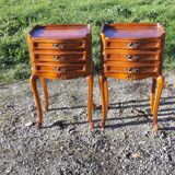 Pair of cherry bedside tables 3 drawers