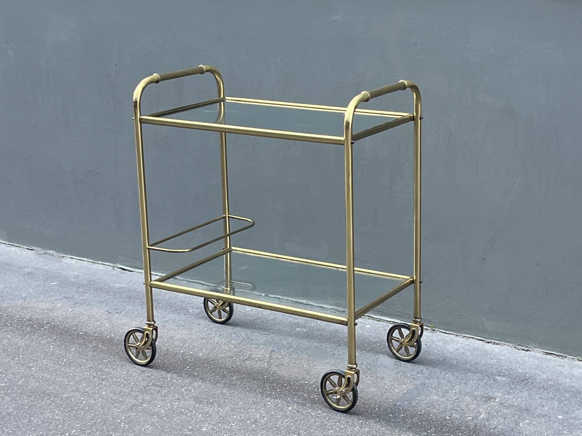 Minimalist solid brass server from the 60s