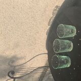 3 glasses in blown glass and green bubble from the glassworks of Biot signed and collector