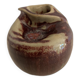 Vase soliflore français Lucette Pillet en grès rouge sang de boeuf, 1980