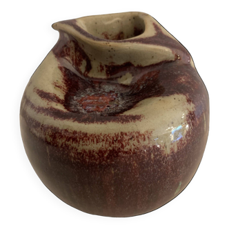 Vase soliflore français Lucette Pillet en grès rouge sang de boeuf, 1980