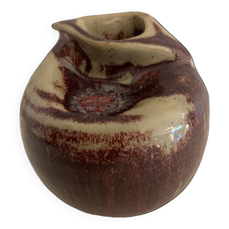 French soliflore vase Lucette Pillet in oxblood red sandstone, 1980