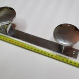 Coat rack in chrome metal art deco style, 2 hooks, 25 cm