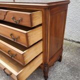 4 drawer chest of drawers in walnut with red marble top from the 19th century