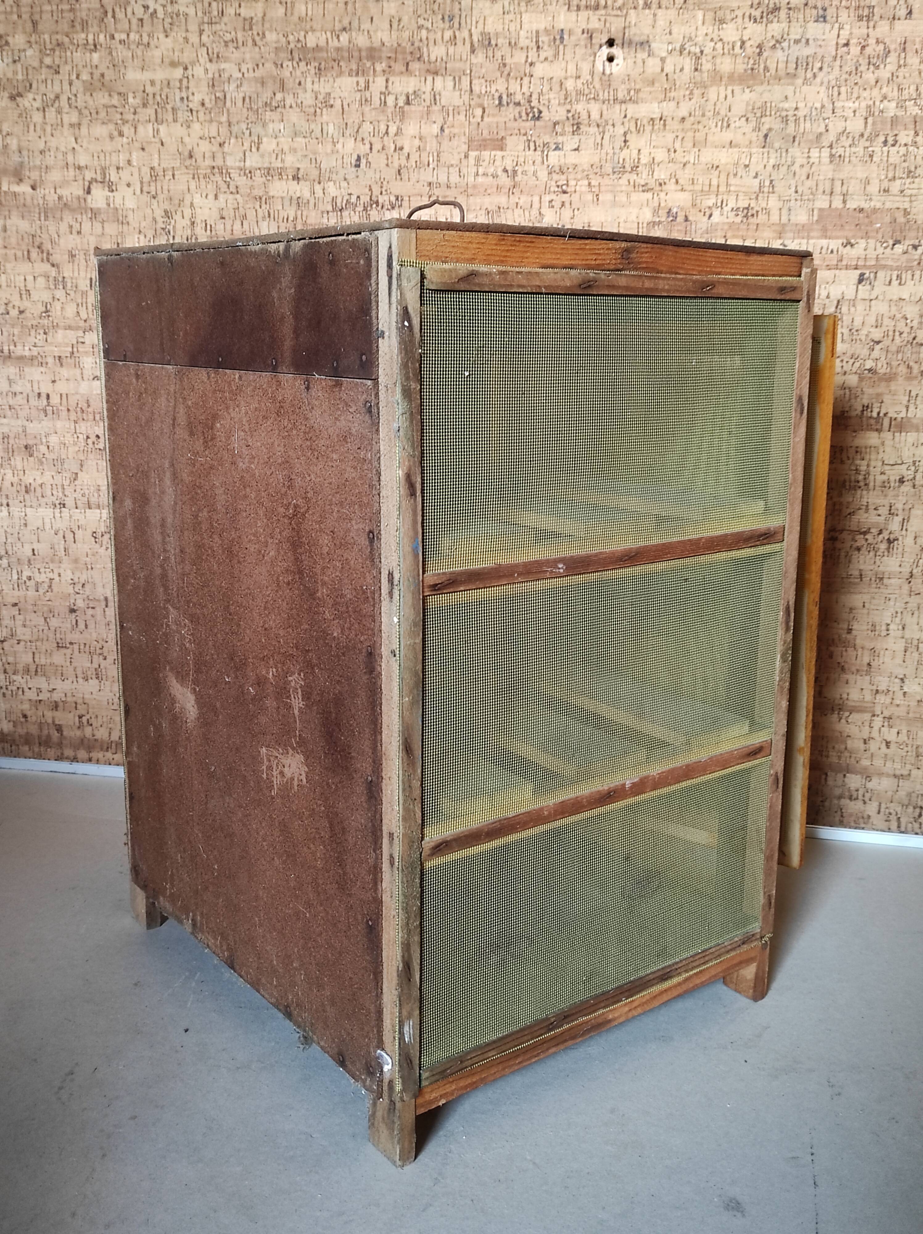 Small pantry cabinet in vintage wood mesh