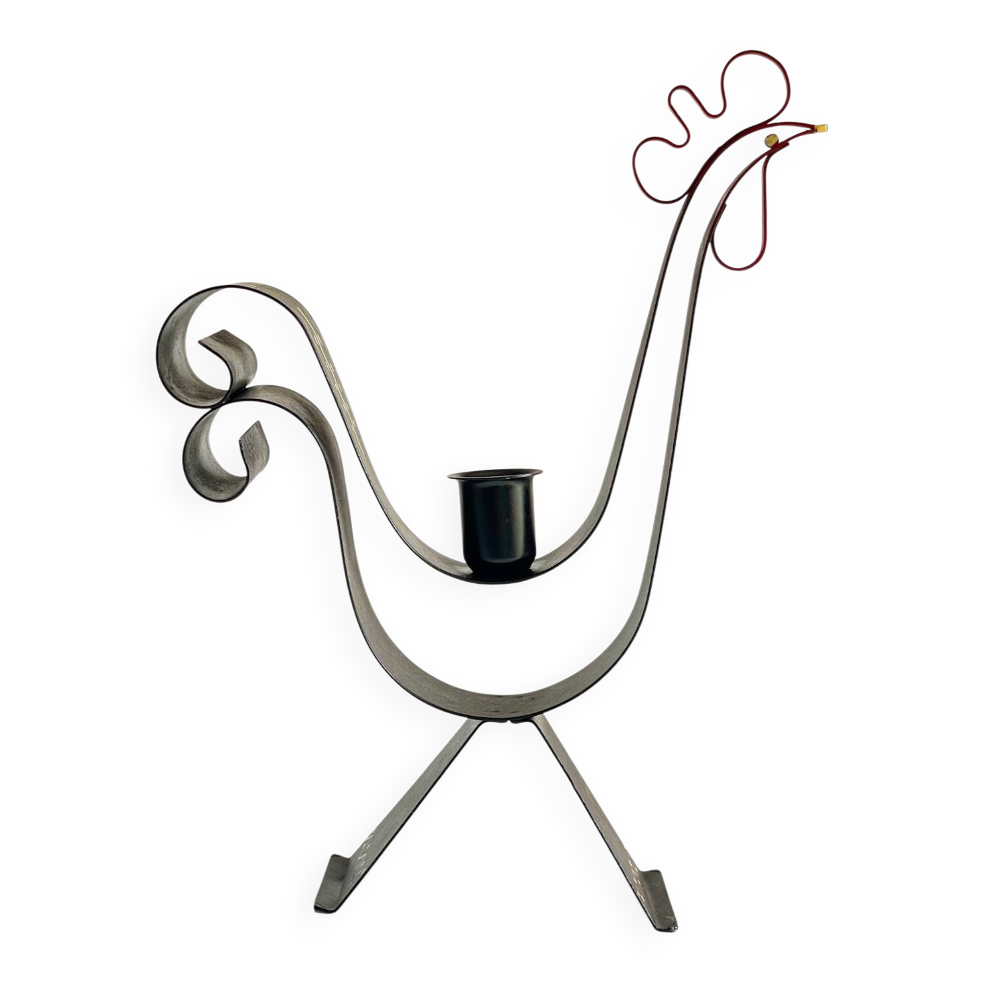 Bougeoir forme coq suède vintage