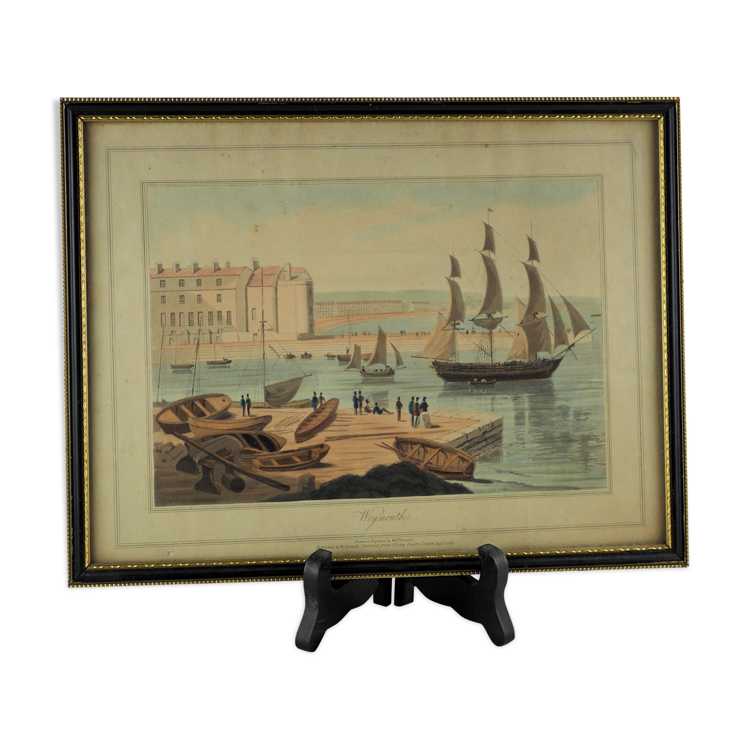 Lithograph seen from Weymouth Harbour - William Daniell - 19th century