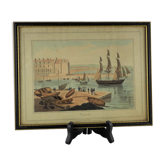 Lithograph seen from Weymouth Harbour - William Daniell - 19th century