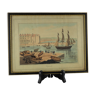 Lithographie vue du port de Weymouth - William Daniell - 19 ème siècle
