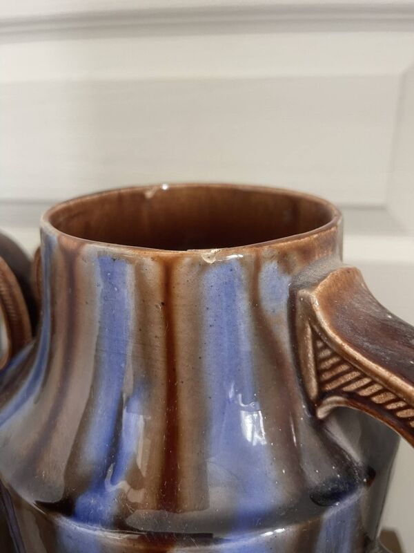 Ancien paire vase céramique emaillée amphore art déco vierzon louis gueule