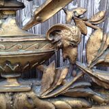 Wooden fireplace mirror and Gilded Louis XVI-style plaster with leaf