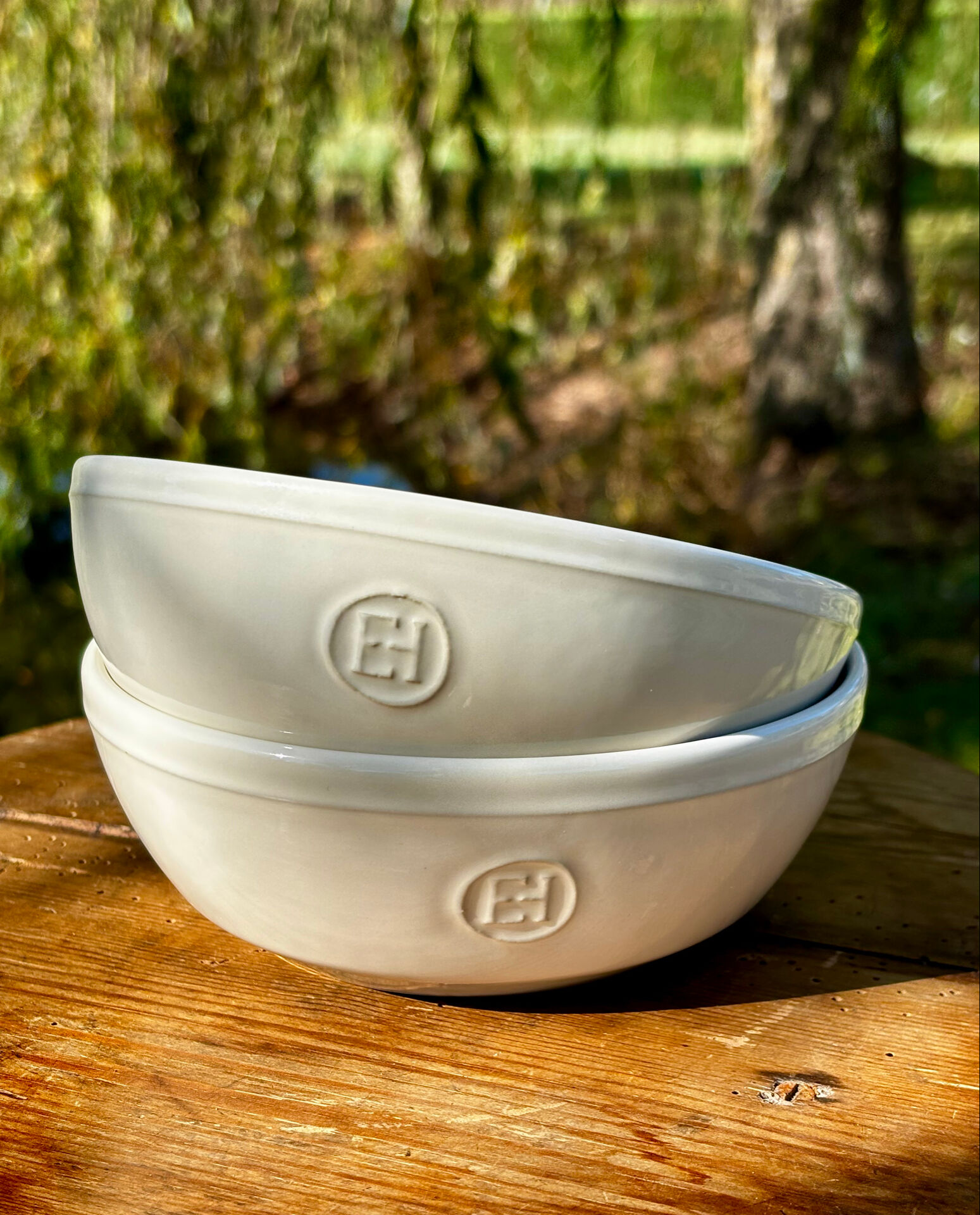 Set of two off-white Emile Henry bowls