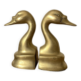 Pair of brass swan bookends