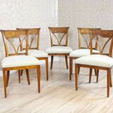Vintage Elm Chairs in White Upholstery, 1950s, Set of 5