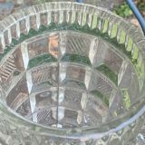 Angel wings vase, in transparent glass with art deco relief pattern