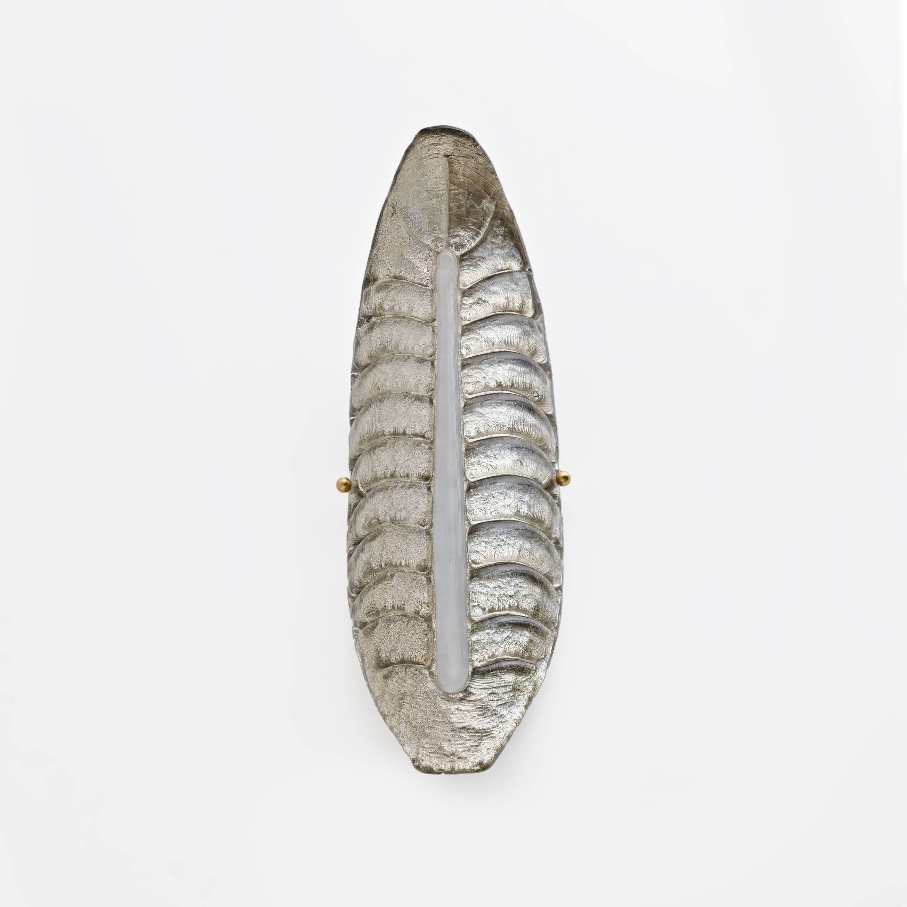 Paire d'appliques modernes en verre de Murano avec feuille d'argent