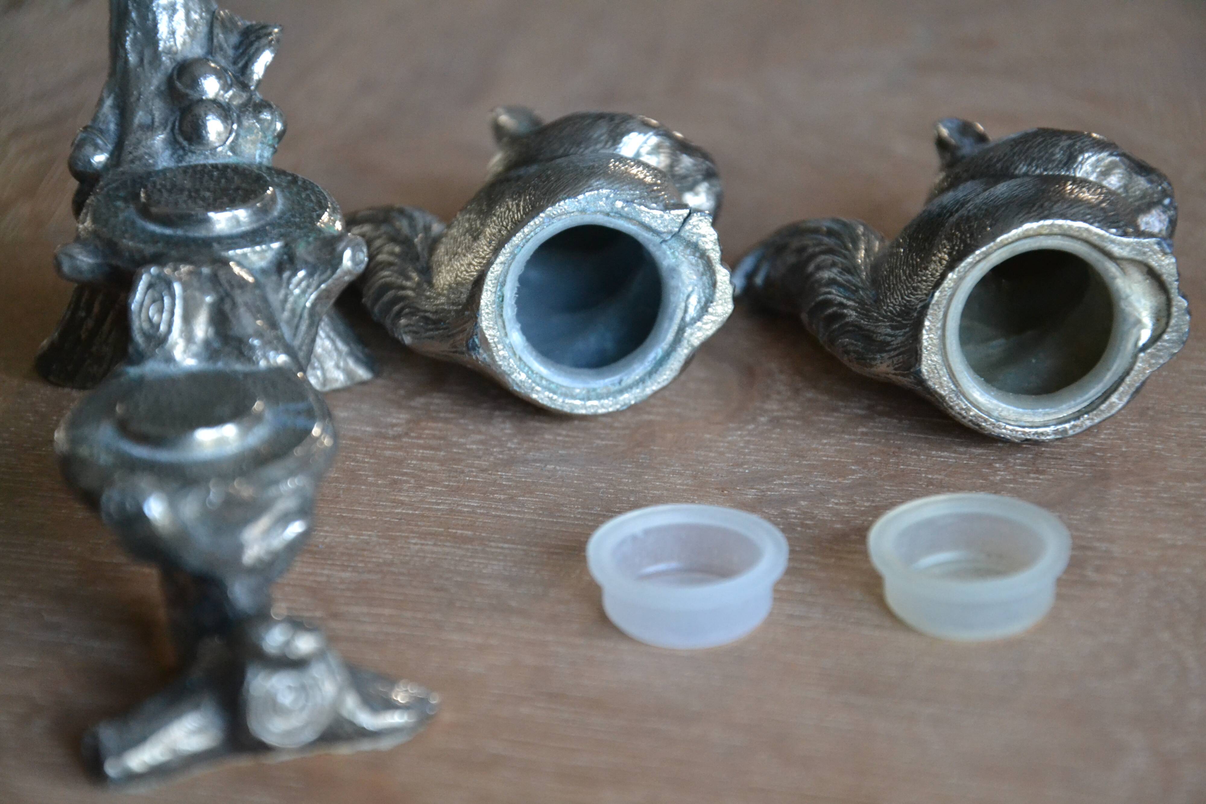 Silver-plated squirrel salt and pepper shakers