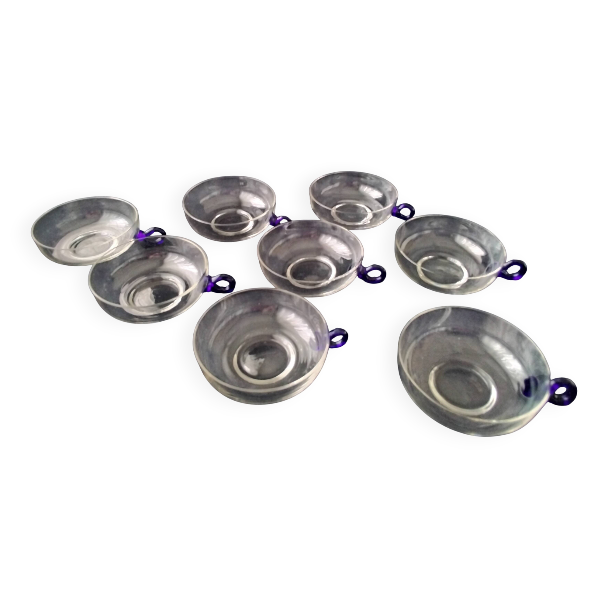 8 Tasses à punch en verre soufflé
