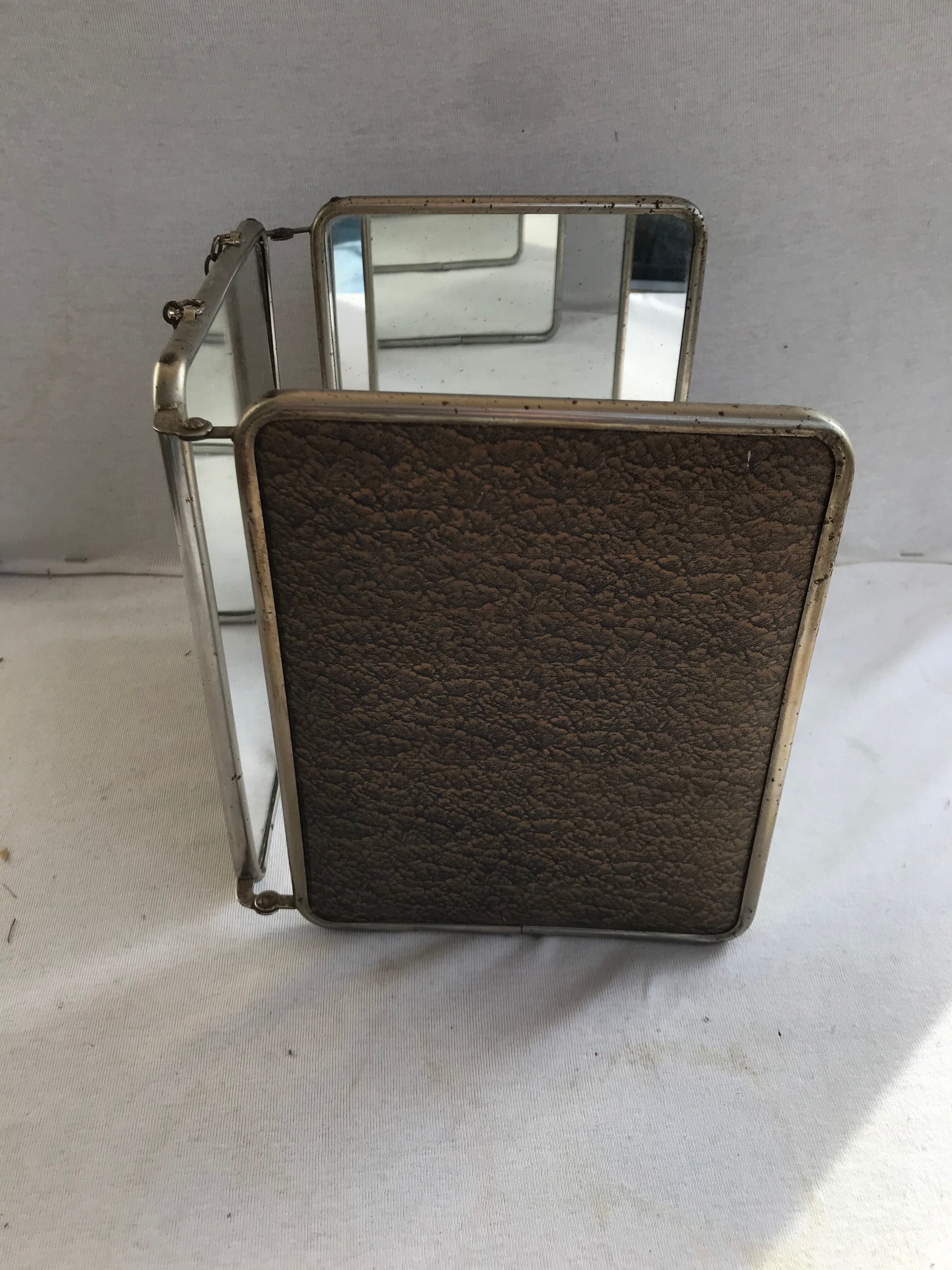 Ancien miroir triptyque barbier