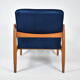 Scandinavian armchair designer E.Homa, refubrished, 1960s, navy blue velvet