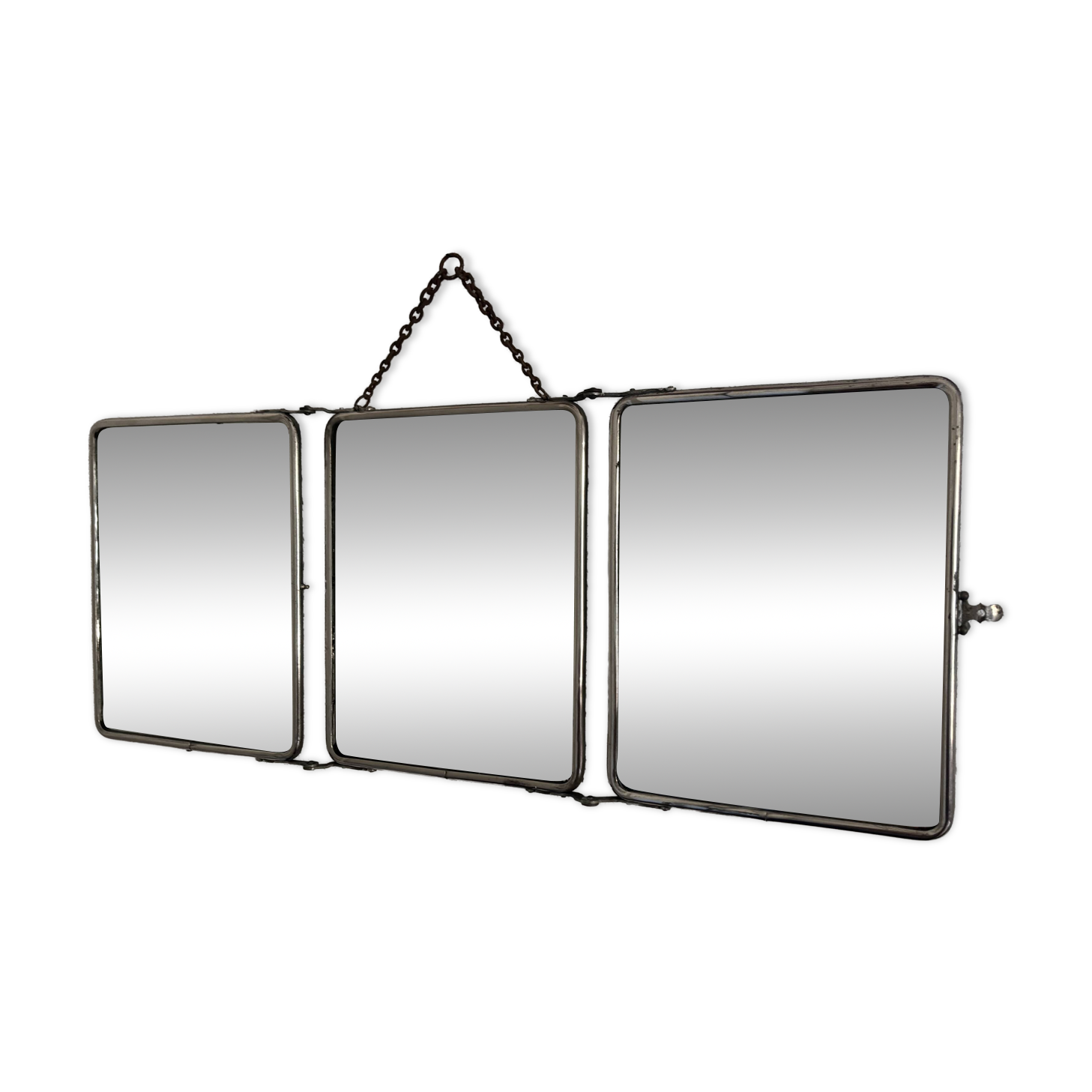 Vintage 1930s triptych barber mirror registered G.B Paris - 28 x 69 cm