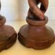 Pair of candlesticks picnic candle in twisted turned wood