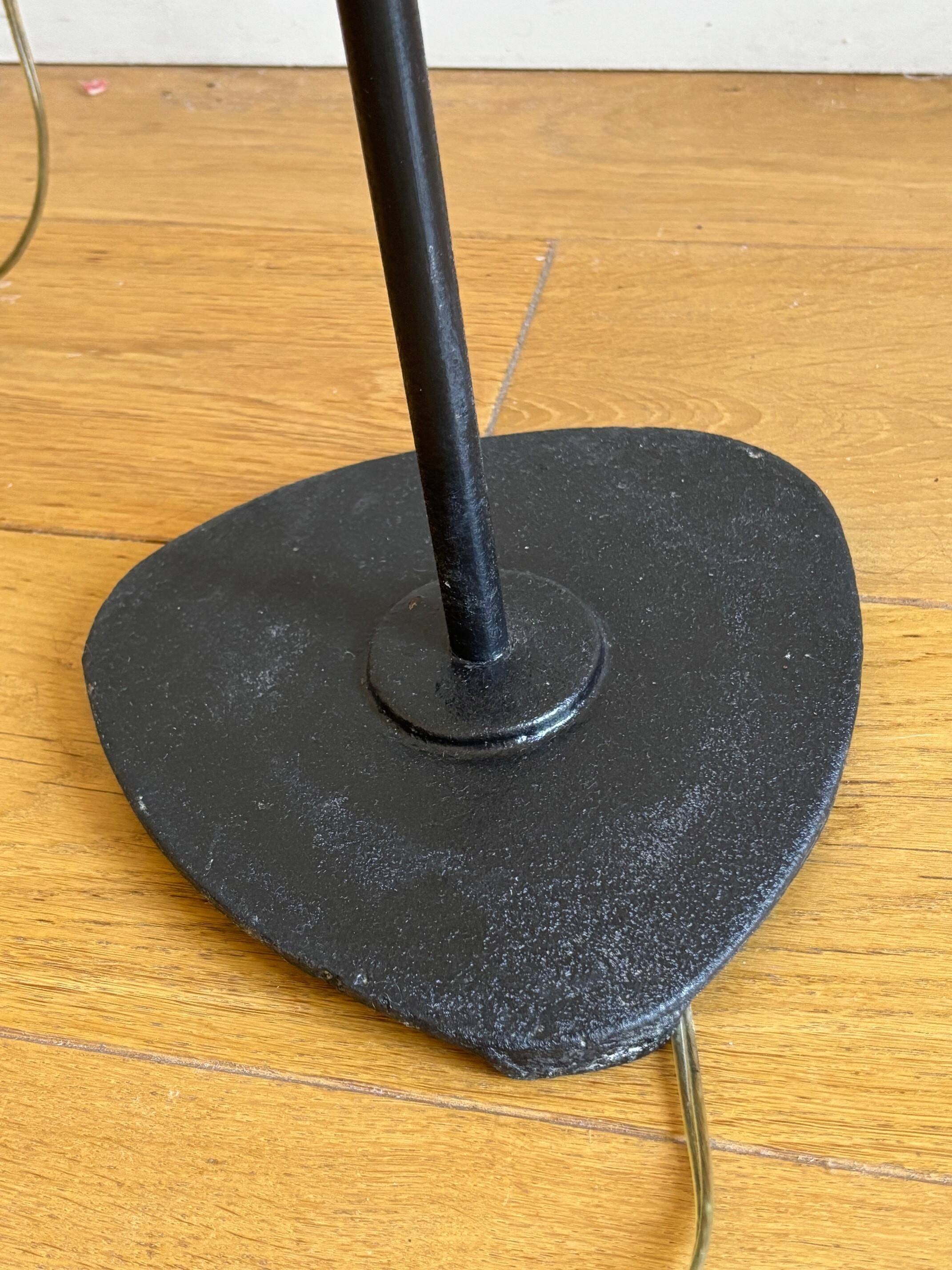 Wrought iron and brass floor lamp - Sweden, 1940s/1950s