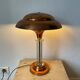 Art Deco mushroom table lamp in glass and copper