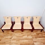 Suite of four heaters in purple stained wood and light oak, circa 1980