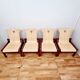 Suite of four heaters in purple stained wood and light oak, circa 1980