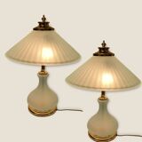 Lampes de table en verre satiné, années 1980