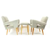 Ensemble de deux fauteuils avec tabouret du milieu du siècle, Tchécoslovaquie, années 1960