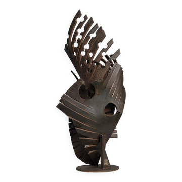 Sculpture en fer constructiviste abstraite, signée CH, Pays-Bas, années 1960 – I