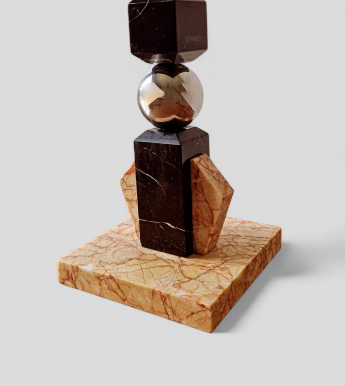 Sculptural lamp in marble and chrome - Modernist Art Deco style