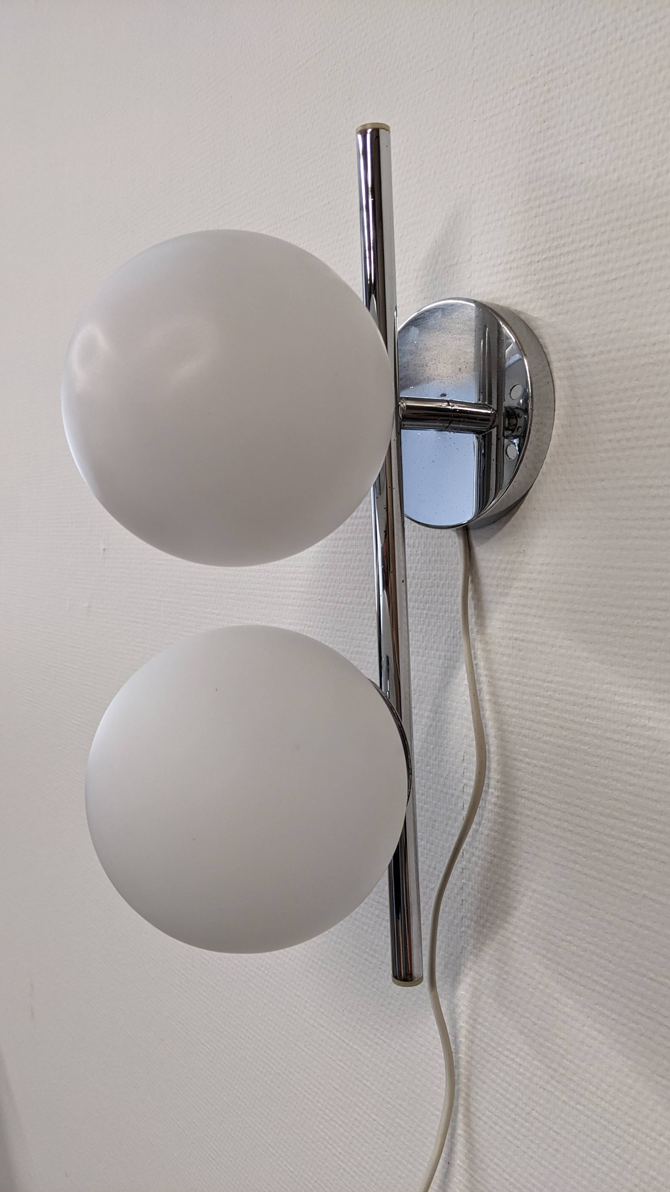 Space Age double wall lamp in sandblasted glass from the 60s/70s