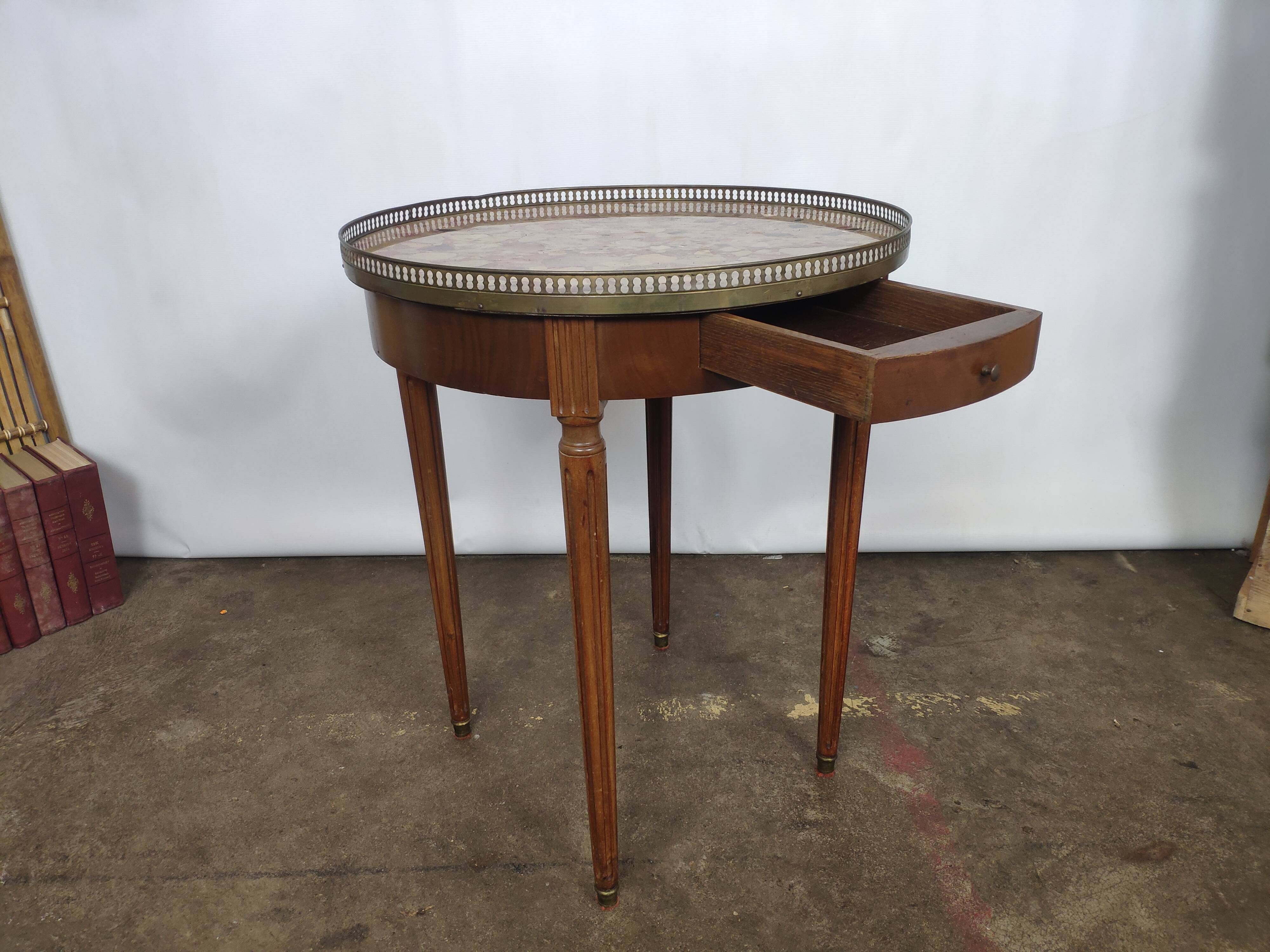 Table bouillotte style Louis XVI marbre
