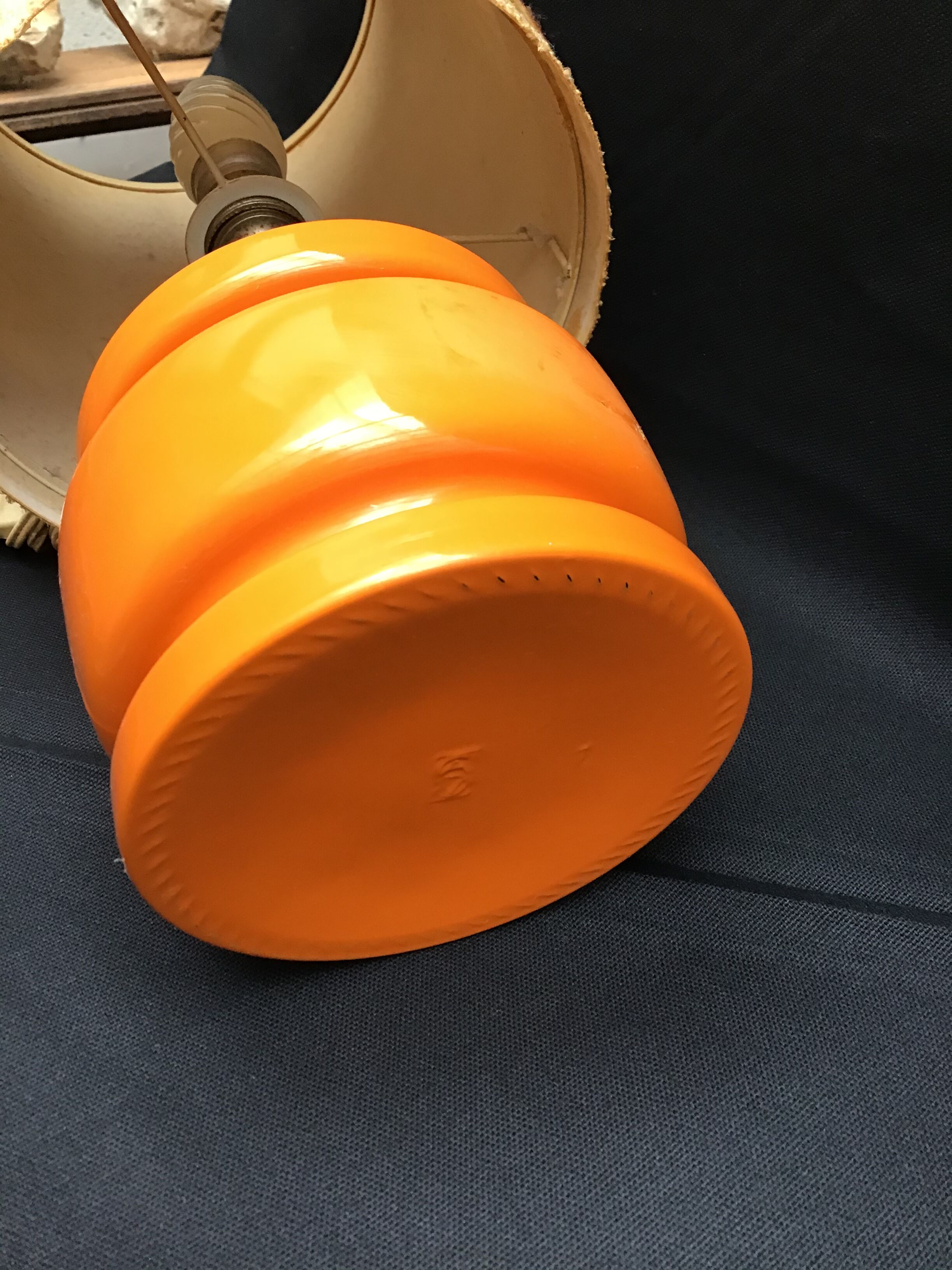 Orange ceramic lamp 1970