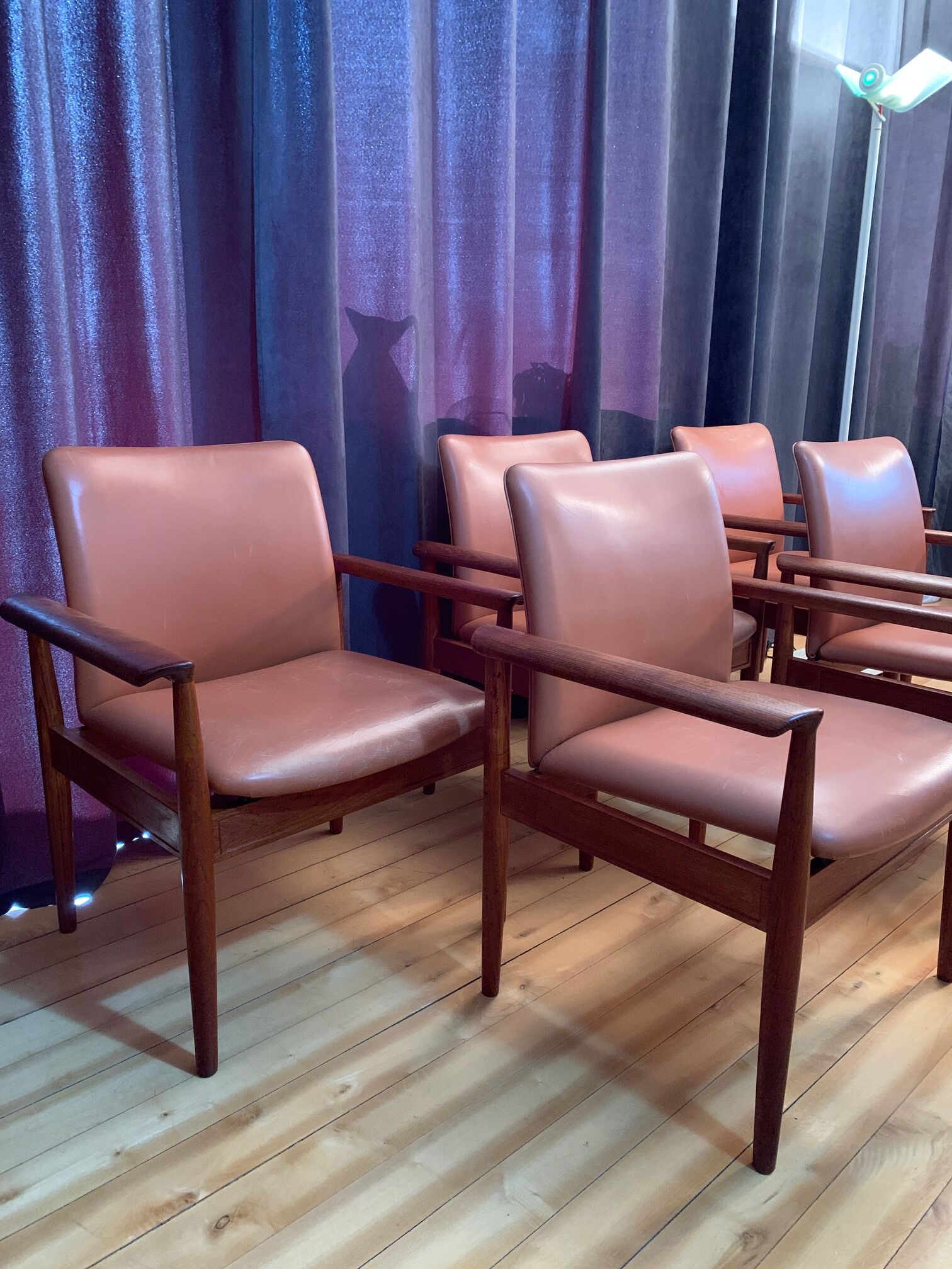 Set of six Diplomat armchairs, model 209 by Finn Juhl, Cado, 1960s
