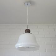 1 of 2 vintage white glass pendant light MCM hanging lamp Yugoslavia 1970's