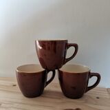 Set of 3 vintage brown coffee cups Villeroy Boch made in Luxembourg