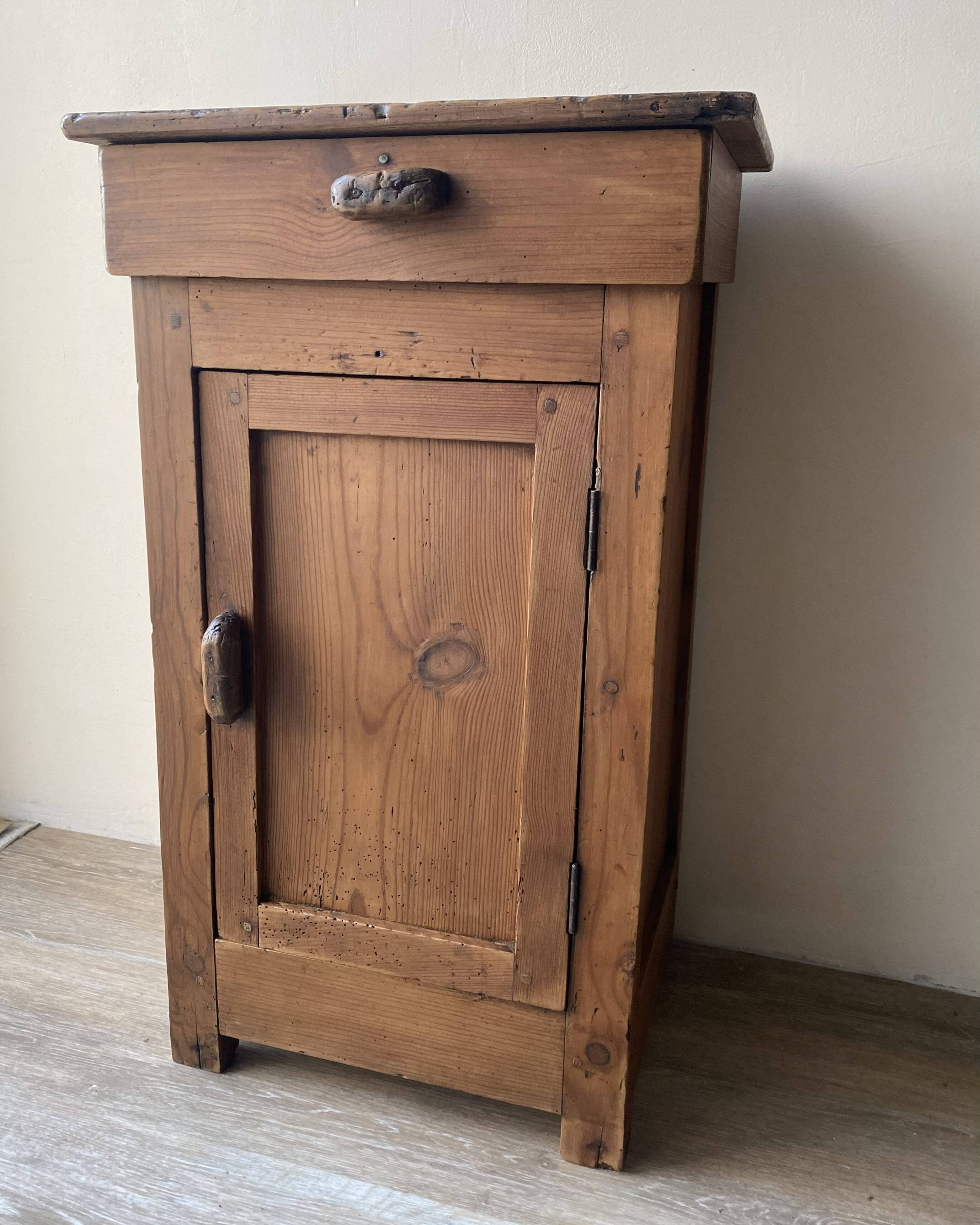 Rustic antique bedside table - peasant piece