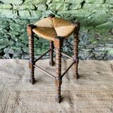 High stool in turned wood